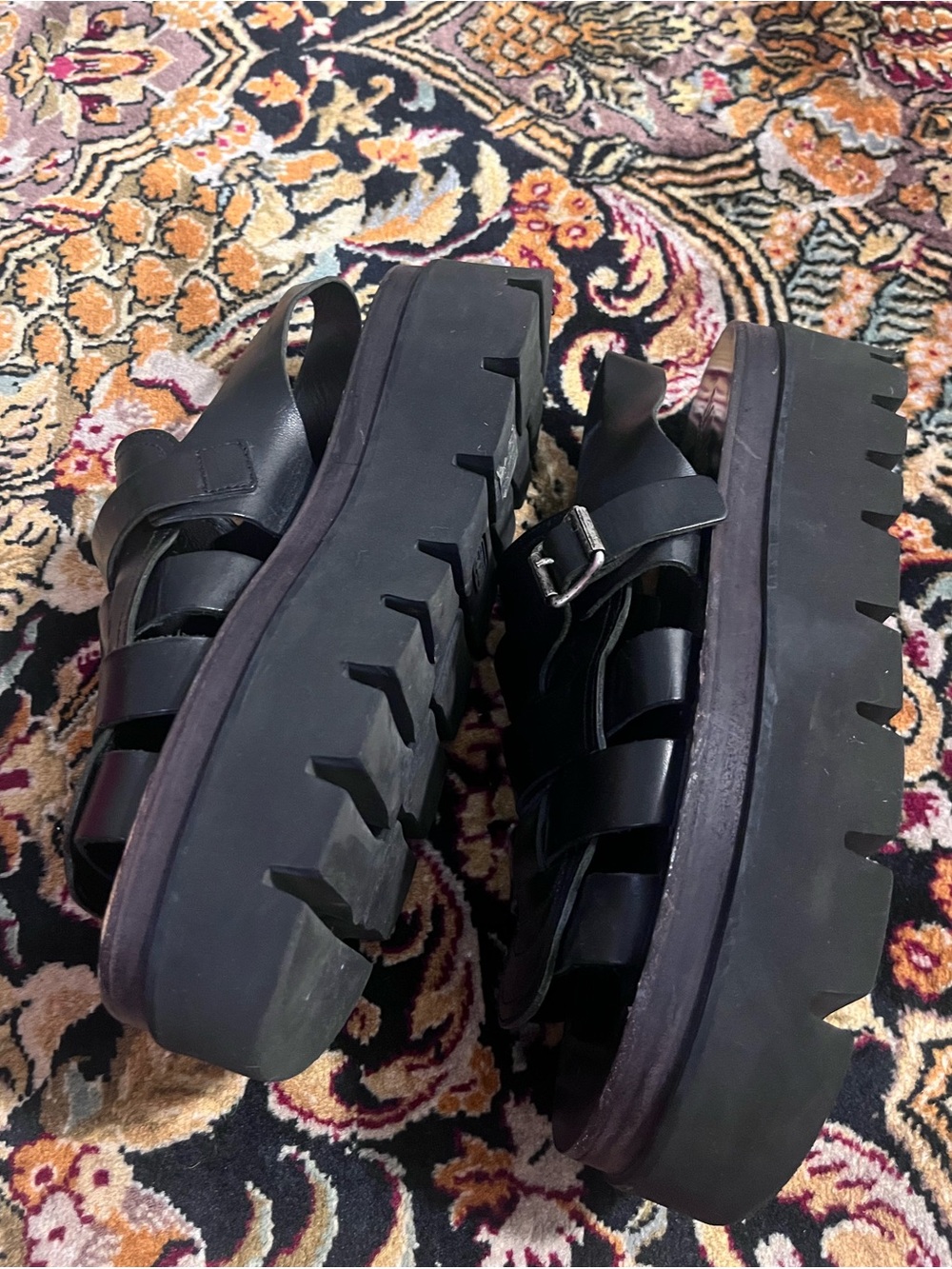 Maison Margiela MM6 Platform wedge Sandals Fishermen black leather 39 - Picture 5 of 11